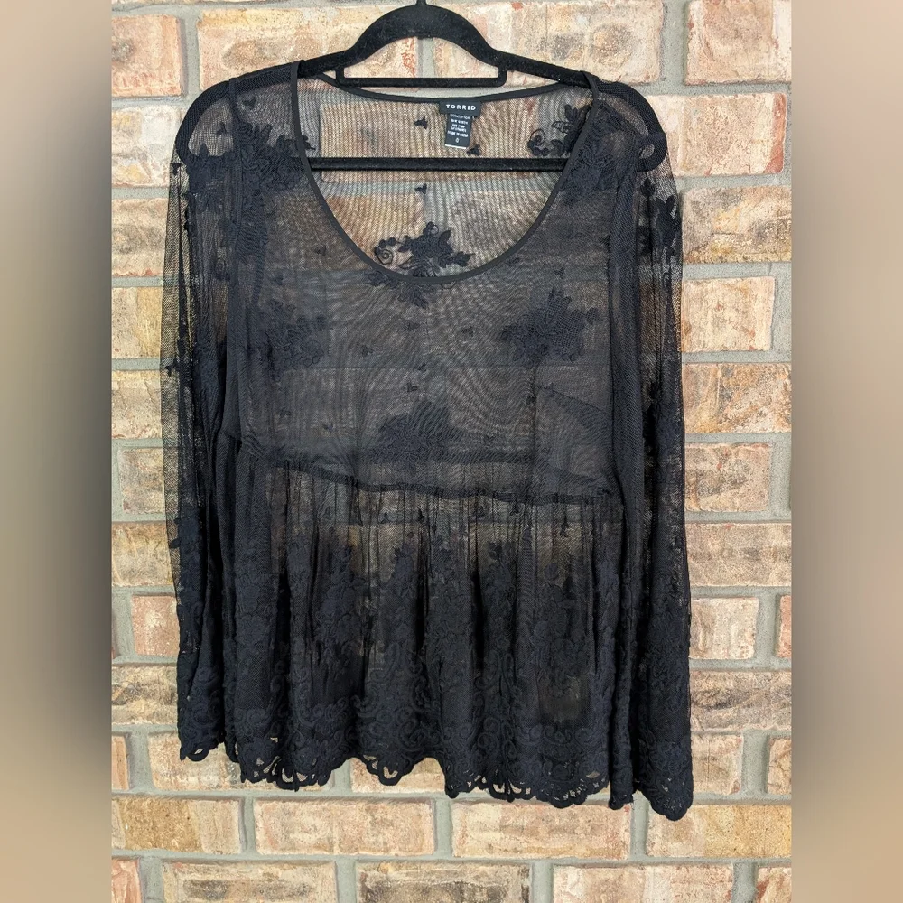 Torrid Black Lace Blouse - Picture 1 of 3